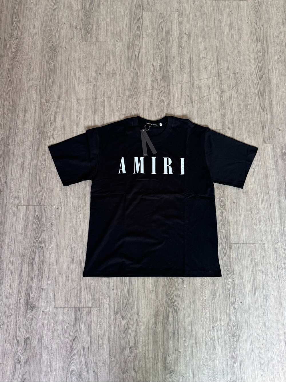 AMIRI Black T-Shirt with White Block Logo